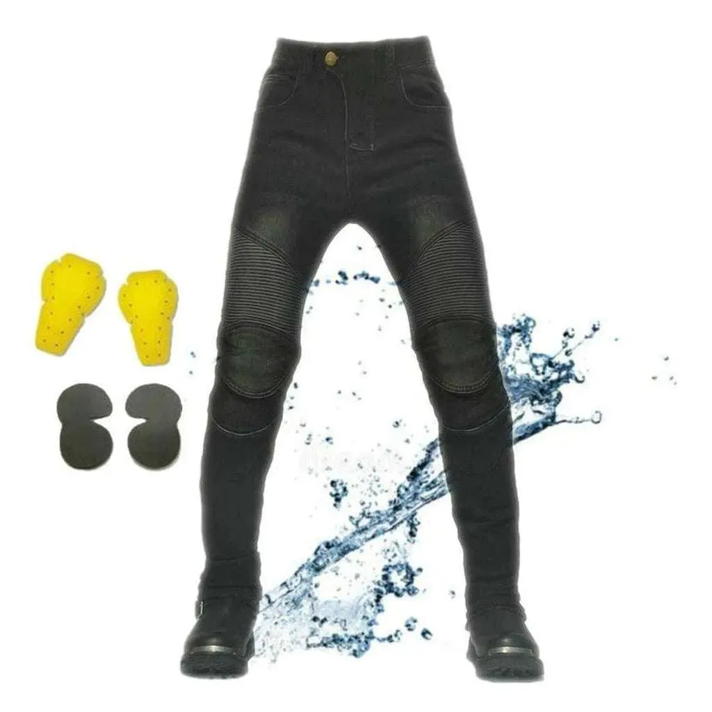 Waterproof winter men's biker jeans