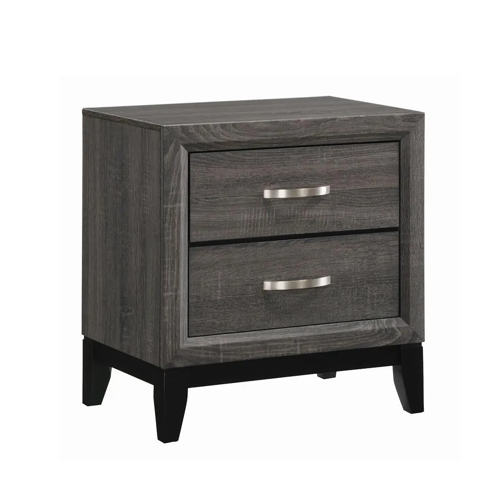 Watson 2-drawer Nightstand Grey Oak and Black