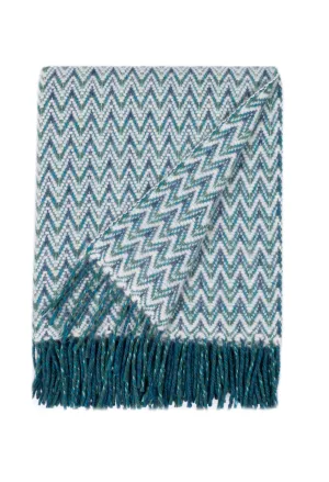 Wave Wool Design blanket throw - Aqua