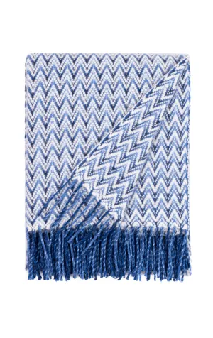 Wave Wool Design blanket throw - Blue