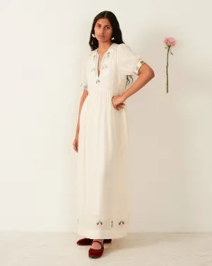 Waverly Oyster Embroidered Dress