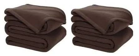 Wavva® Plain Fleece 2 Single Bed Blankets-Brown (Set of 2)