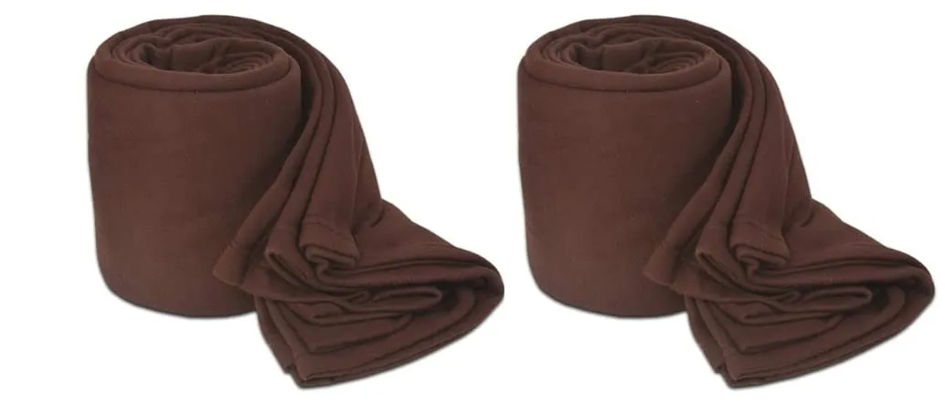 Wavva® Plain Fleece 2 Single Bed Blankets-Brown (Set of 2)