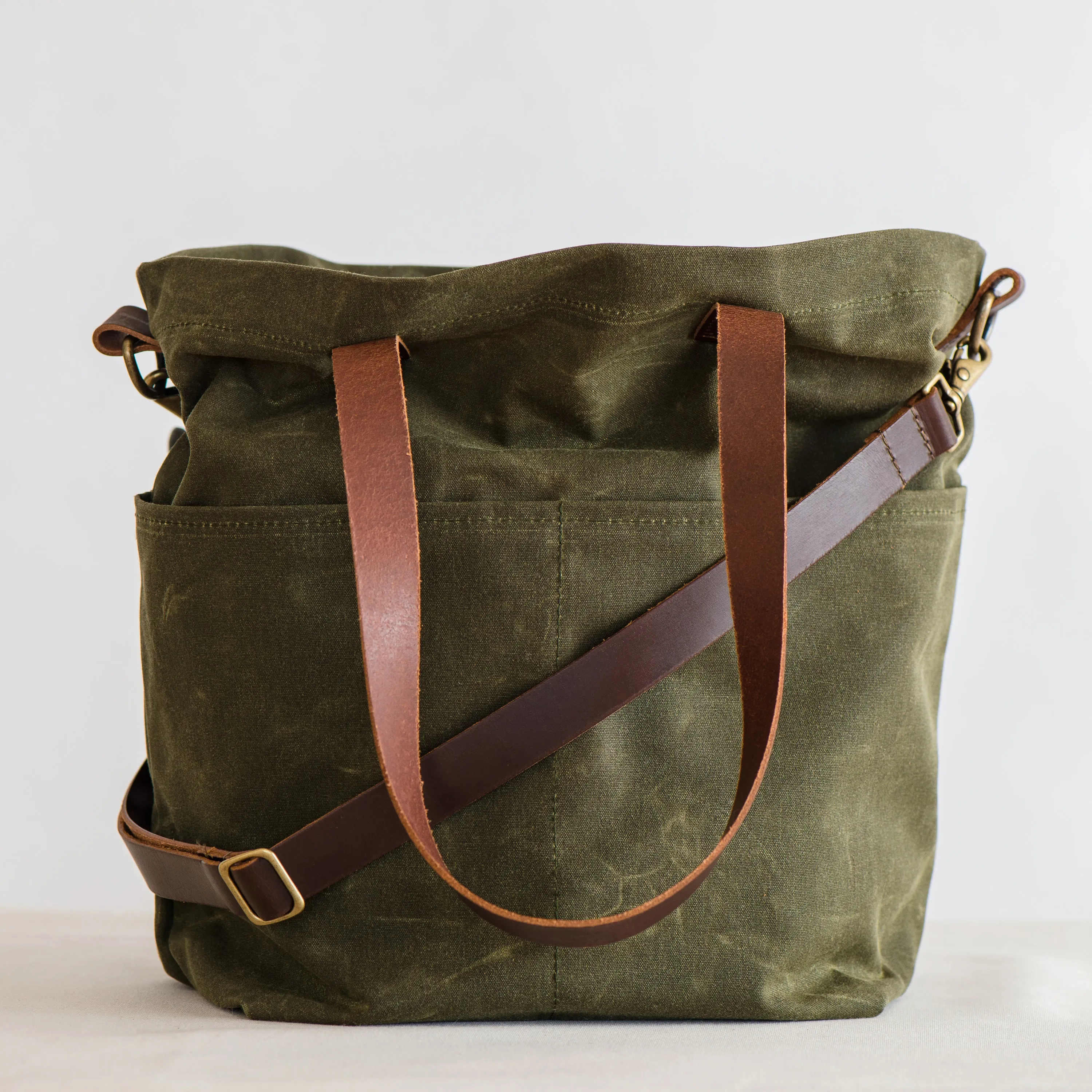 waxed canvas crossbody tote