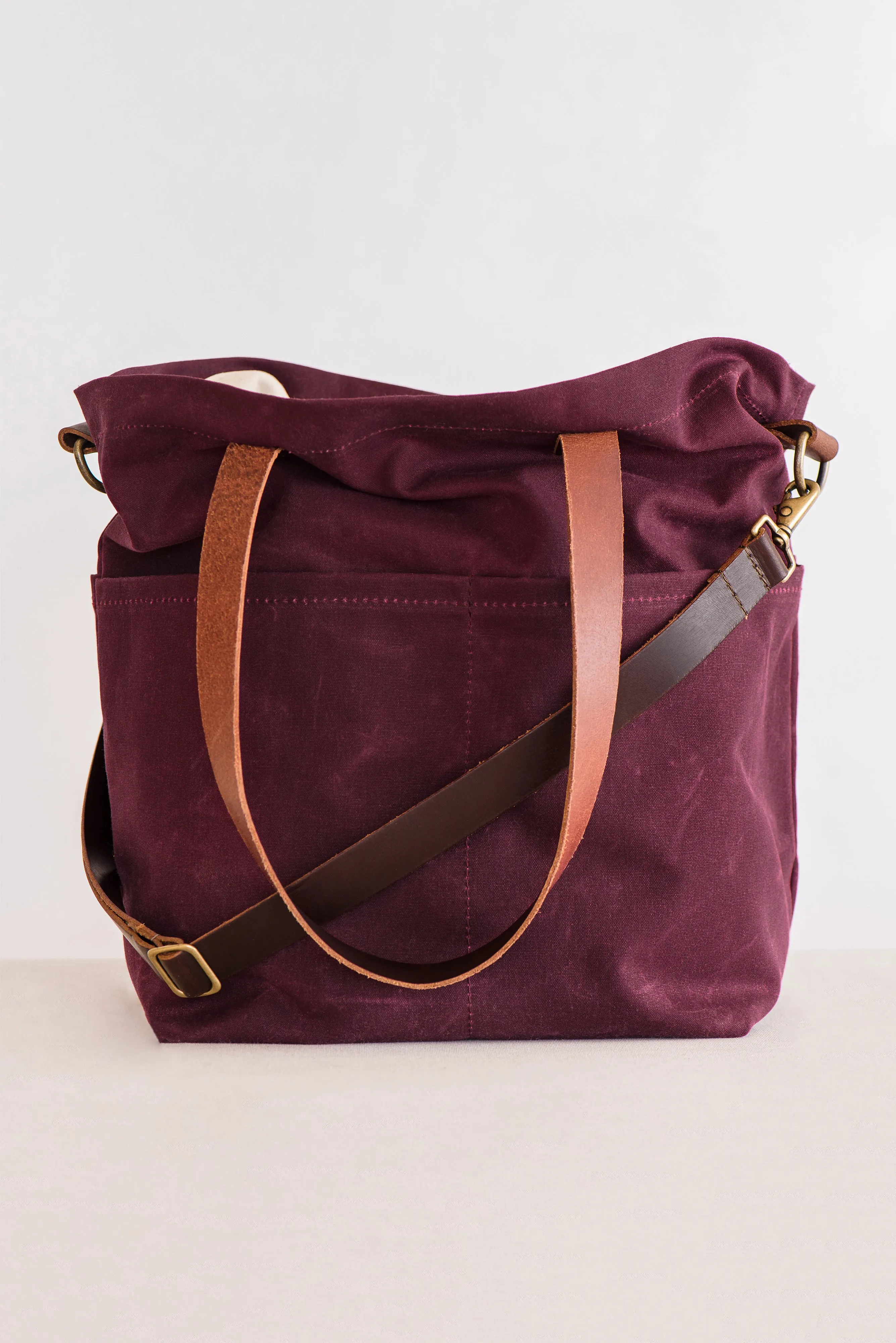 waxed canvas crossbody tote