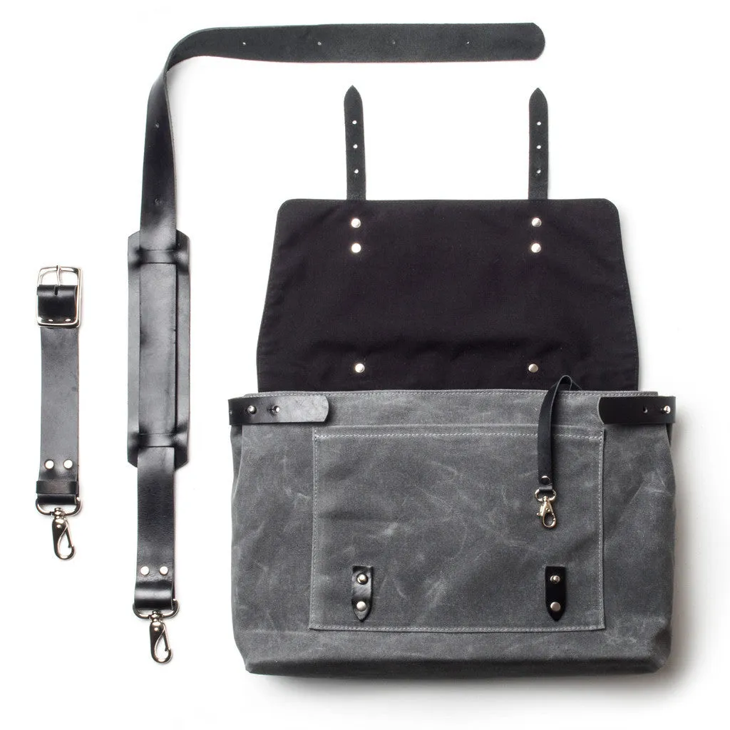 Waxed Canvas Messenger Bag Black