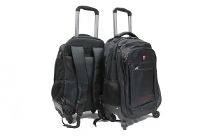 Weaving Laptop Trolley Backpack with Spinner Wheels and External USB Port