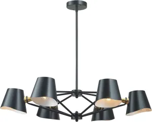 Webre 6 Light Chandelier In Matte Black and Gold Leaf