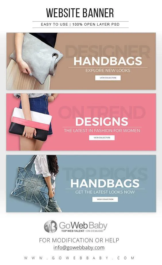 Website Banners -Stylish Handbags For Website Marketing