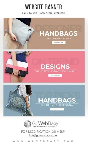 Website Banners -Stylish Handbags For Website Marketing