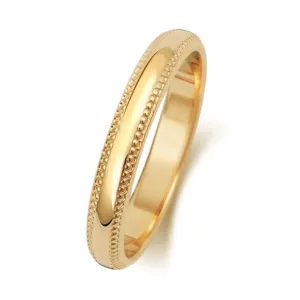 Wedding Band 18K D Shape Millgrain 3 mm-1.15 Wedding  Ring WQ183M