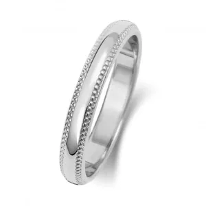 Wedding Band 18K D Shape Millgrain 3 mm-1.15 Wedding  Ring WQ183WM