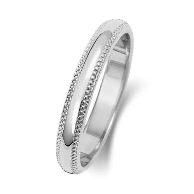 Wedding Band 18K D Shape Millgrain 3 mm-1.15 Wedding  Ring WQ183WM