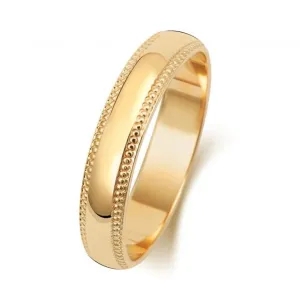 Wedding Band 18K D Shape Millgrain 4 mm-1.2 Wedding  Ring WQ184M