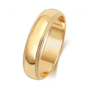 Wedding Band 18K D Shape Millgrain 4 mm-1.2 Wedding  Ring WQ185L