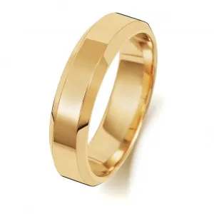 Wedding Band 9ct Gold Wedding Bevelled Edge Ring W145M