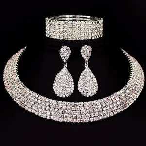 Wedding Jewelry Classic Crystal Jewelry Set for Bride with Rhinestones