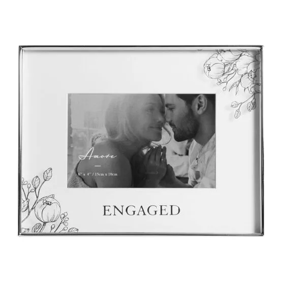 Wedding Silver Foil Floral Engaged Frame