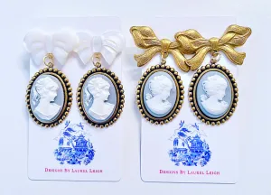 Wedgwood Blue Cameo Bow Earrings