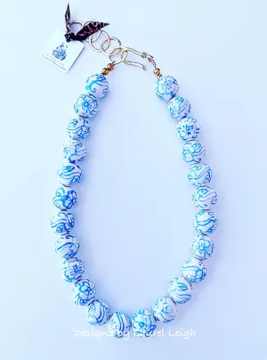 Wedgwood Blue Chinoiserie Floral Necklace