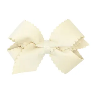 Wee Ones Medium Grosgrain Hair Bow with Scalloped Edge Faux Velvet Overlay