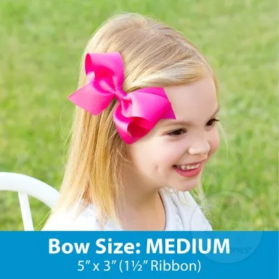 Wee Ones Medium Two-tone Collegiate Embroidered Grosgrain Hair Bow