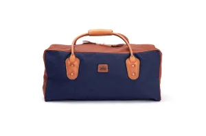 Weekender Travel Bag - Navy Canvas with Tan Leather Trim