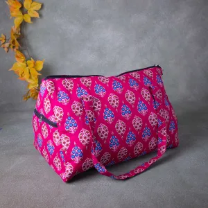 Weekender Travel Bag Pink with Flower Printed Design