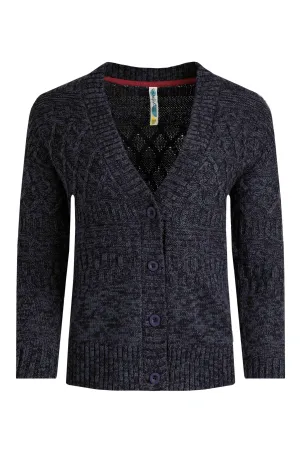 Weird Fish 20 Navy Amiens Eco Mixed Stitch Cardigan