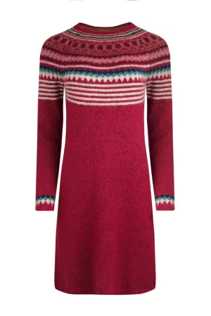 Weird Fish 22 Rhubarb Blakely Eco Fair Isle Knitted Dress