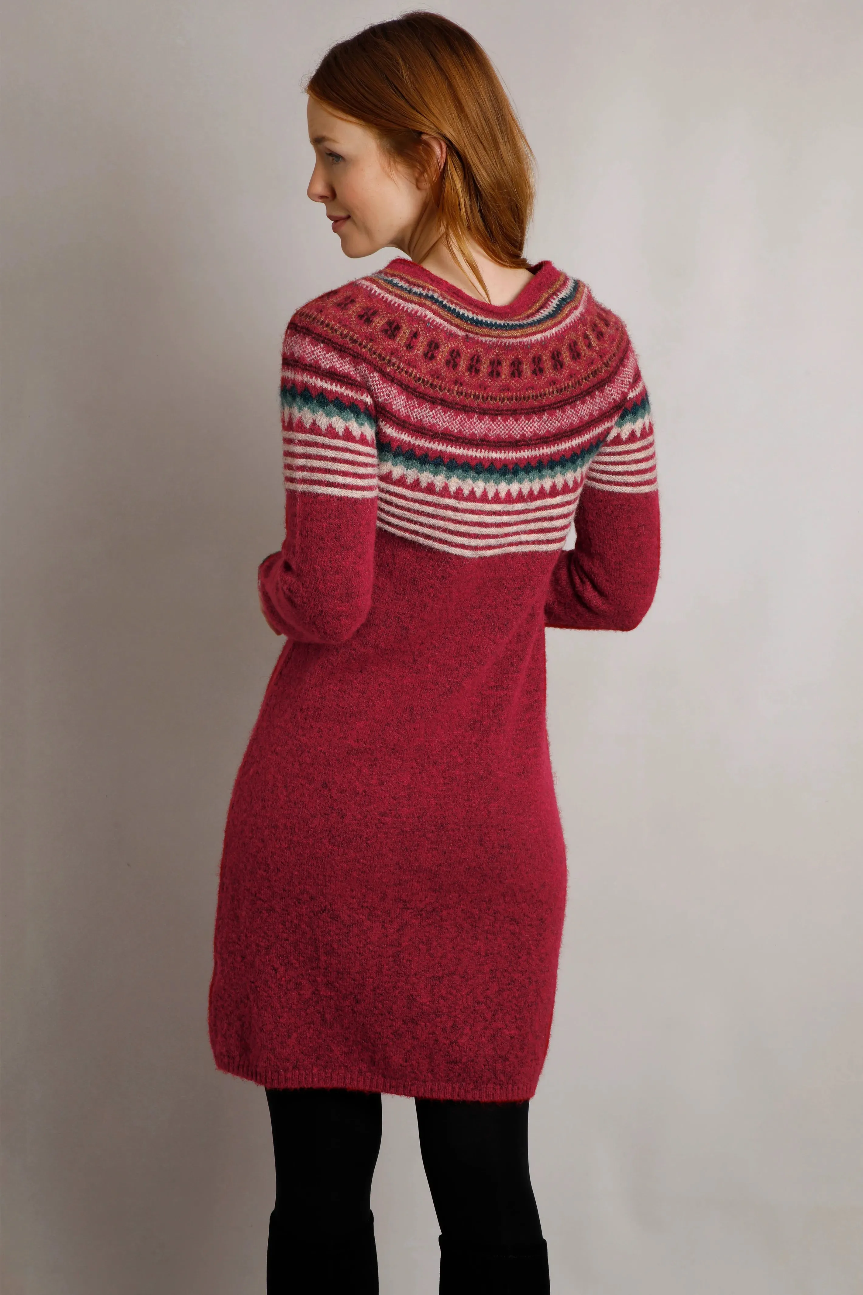 Weird Fish 22 Rhubarb Blakely Eco Fair Isle Knitted Dress