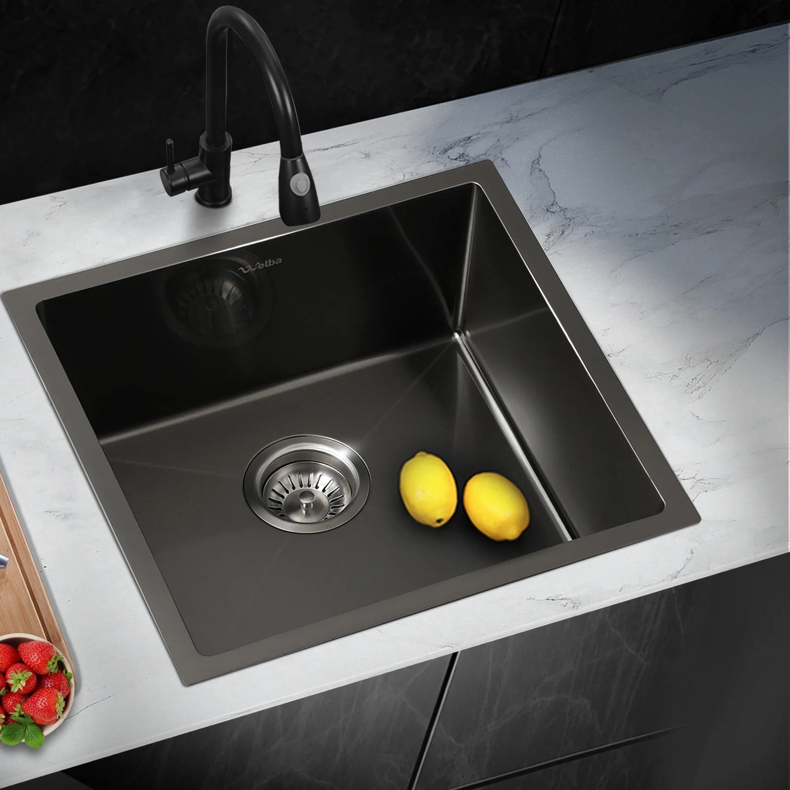 Welba Kitchen Sink Stainless Steel Laundry Sink Under/Top Mount Single Bowl