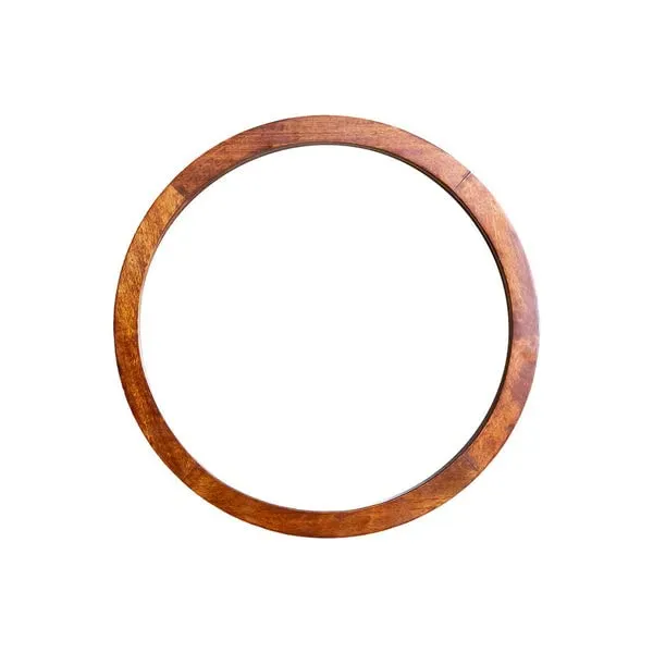 wellgoodhouse Wooden Designer Mirror | Round Shape | Brown Frame | Set of 3 Wooden Designer Mirror | Round Shape | Brown Frame