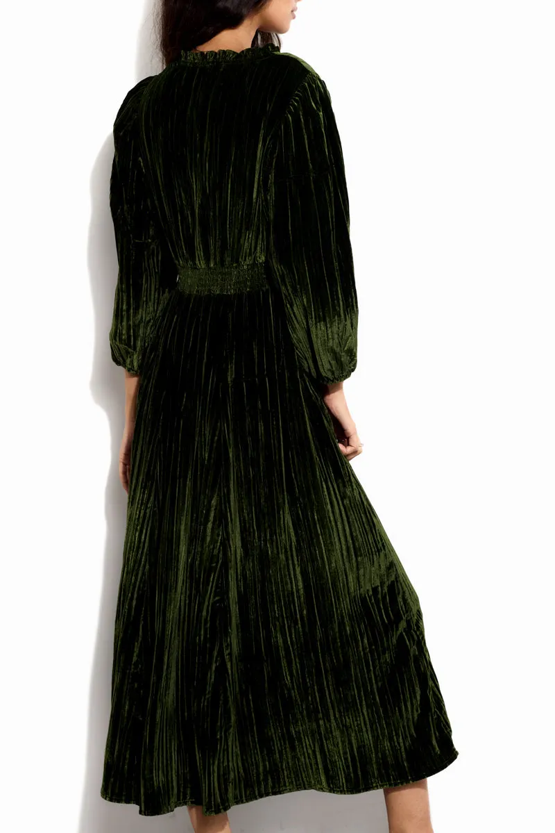 Wendy Green Crinkle Velvet Dress