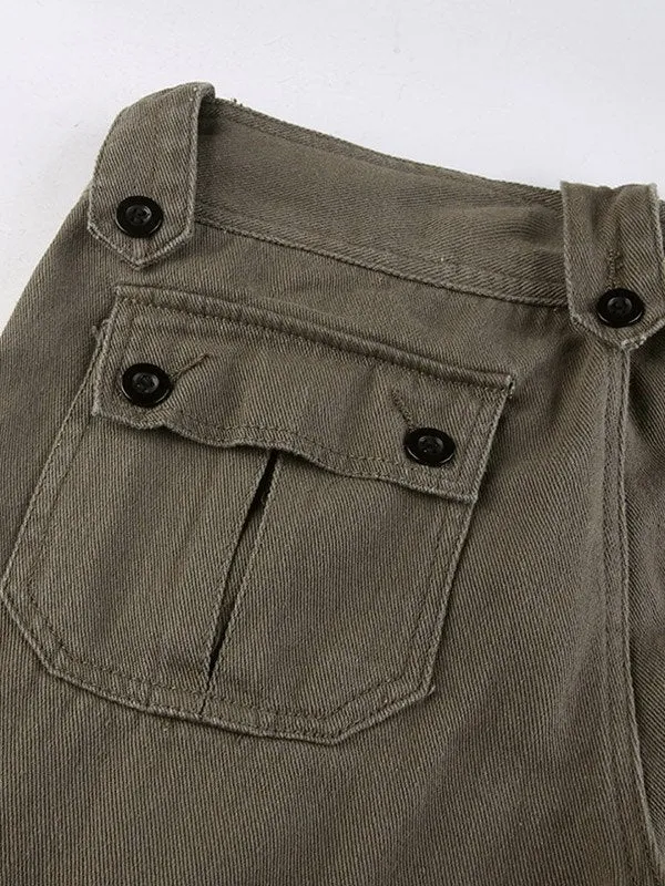 Wenkouban Straight leg cargo jeans with buttons