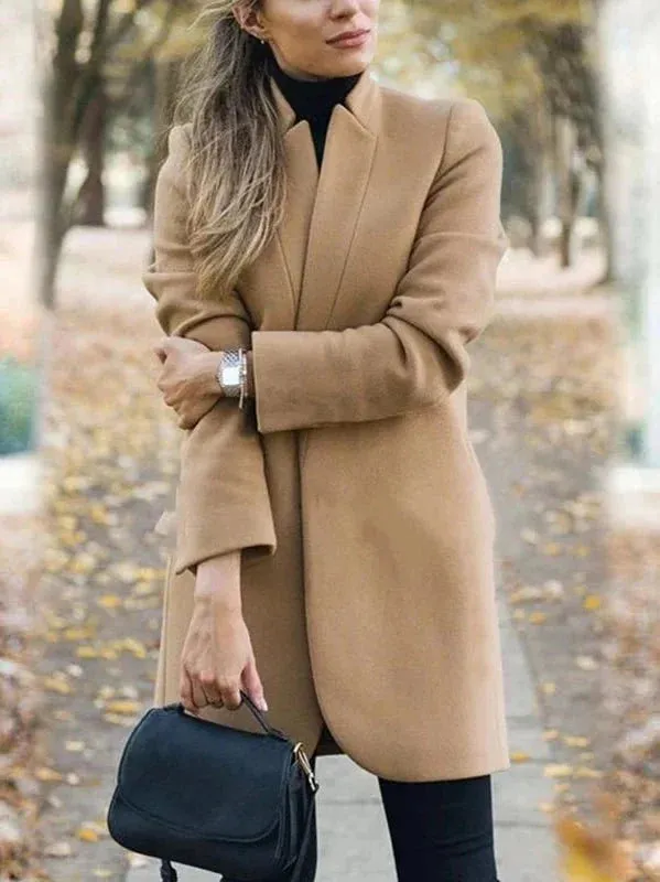 Wenkouban-Winter outfits Christmas Black Friday Stand Collar Open Stitch Long Formal Autumn Overcoat