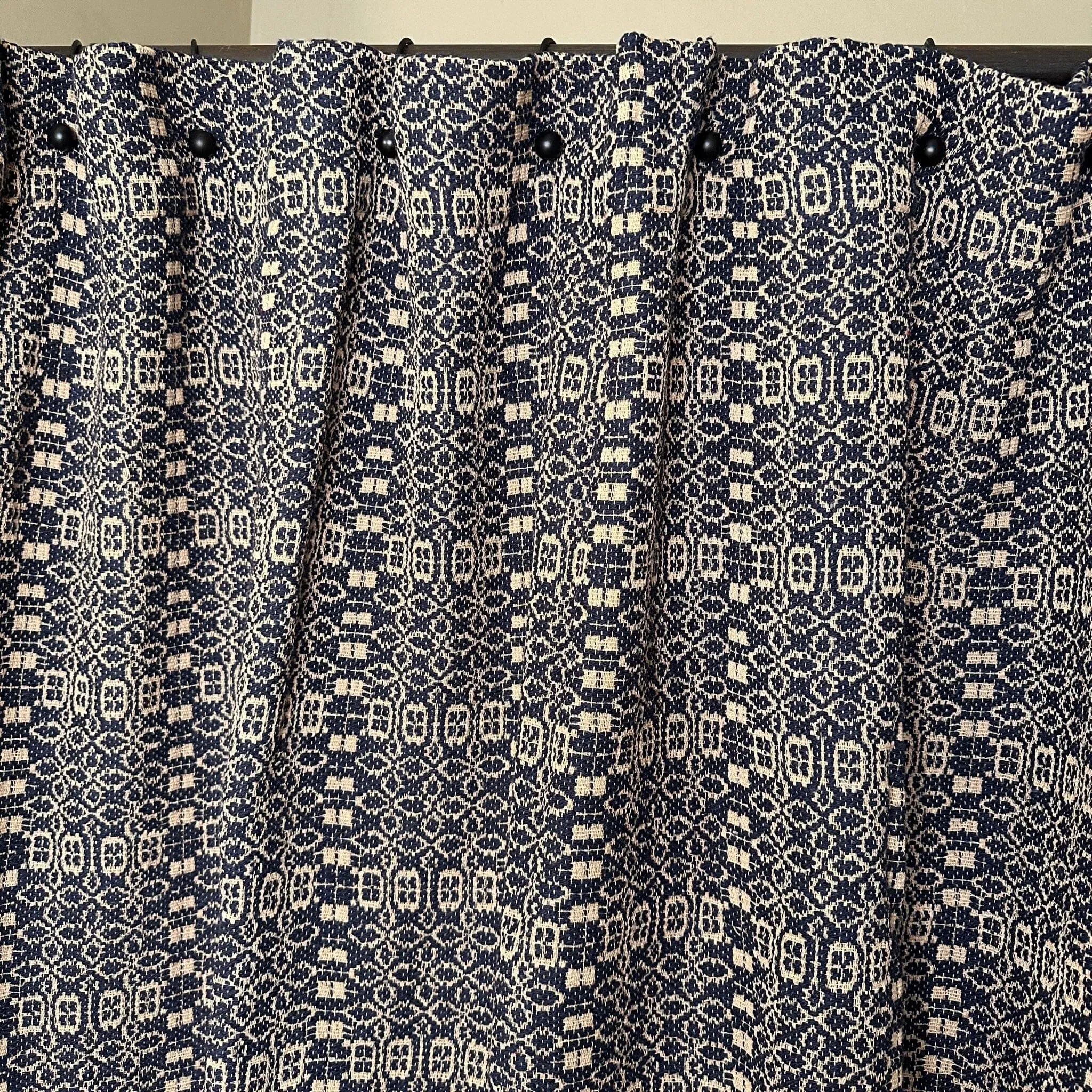 Wentworth Navy and Linen Woven Shower Curtain