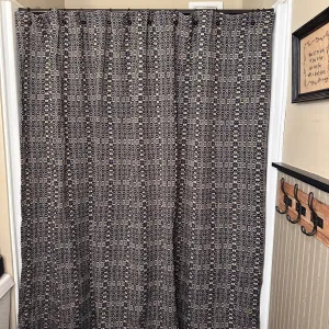 Wentworth Navy and Linen Woven Shower Curtain