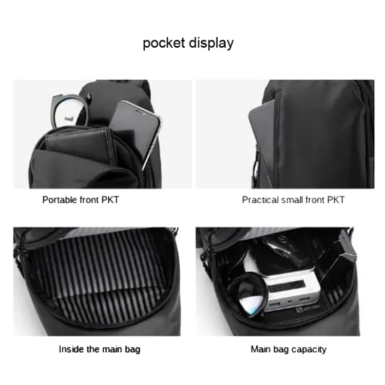 WEPOWER Men Chest Bag Casual Splashproof Backpacks(Black)