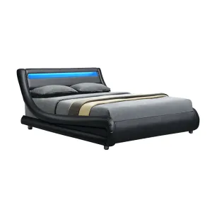 Werri PU Leather Double Bed Frame Base Black