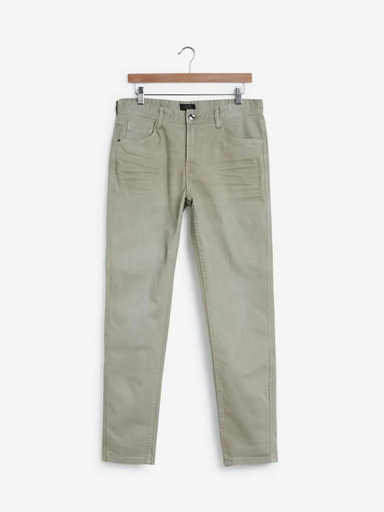 WES Casuals Beige Carrot Fit Jeans