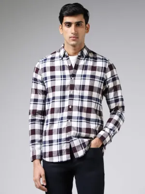 WES Casuals Multicolor Plaid Checked Cotton Slim Fit Shirt