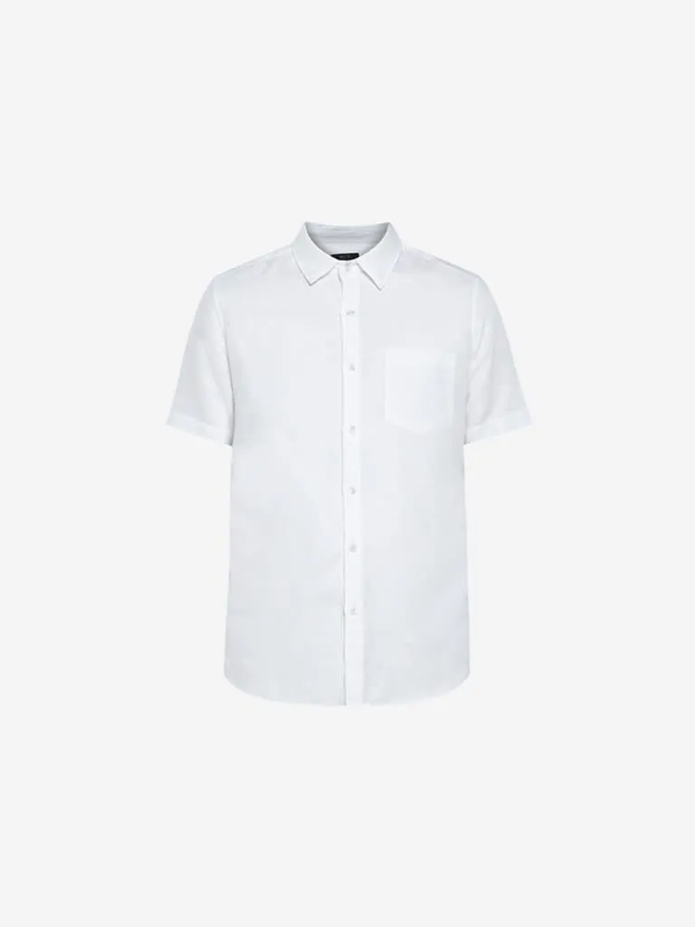 WES Casuals White Slim Fit Shirt