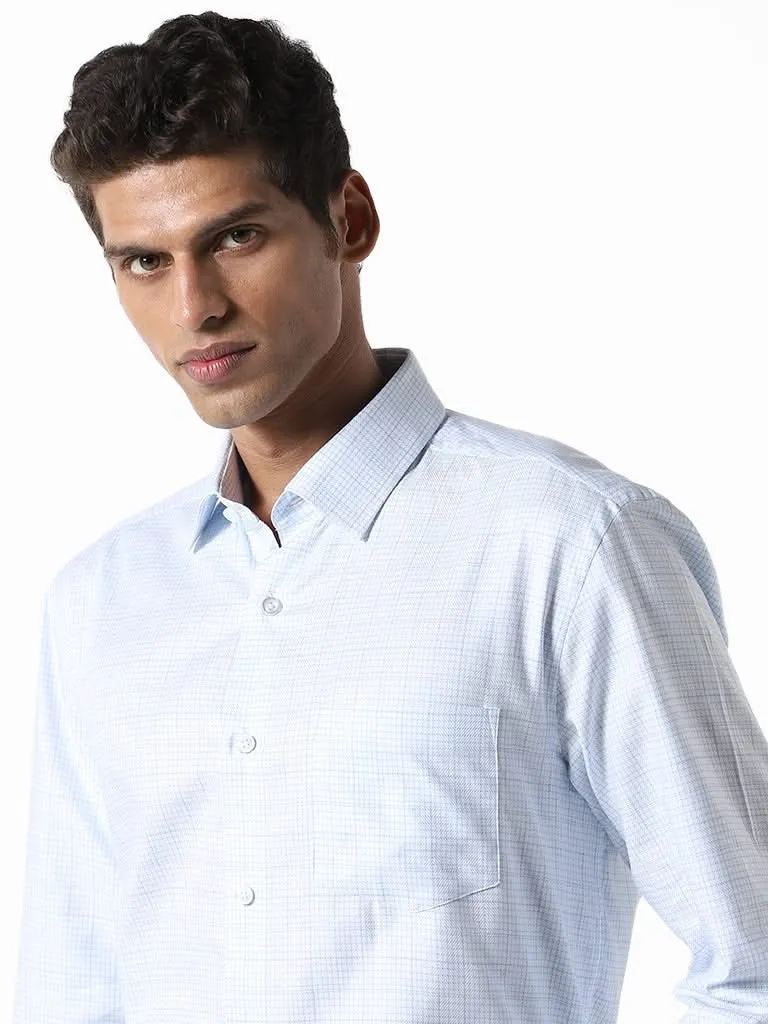 WES Formals Checked White Cotton Relaxed-Fit Shirt