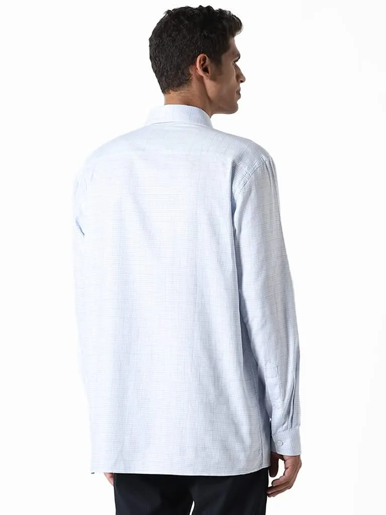 WES Formals Checked White Cotton Relaxed-Fit Shirt