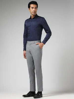 WES Formals Grey Checked Slim Fit Trousers