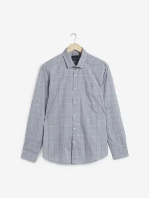 WES Formals Grey Checkered Slim Fit Shirt