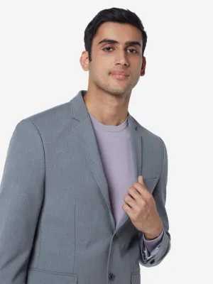 WES Formals Grey Slim-Fit Textured Blazer