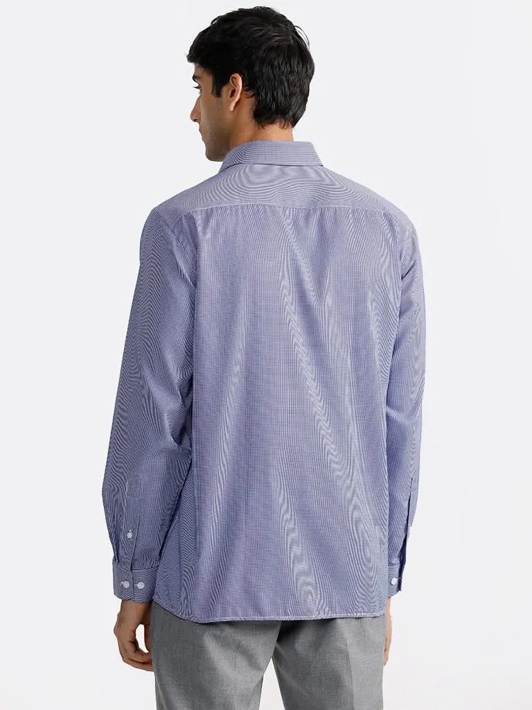 WES Formals Navy Checked Relaxed-Fit Shirt