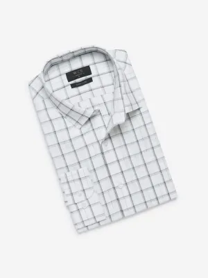 WES Formals White Slim-Fit Checked Shirt